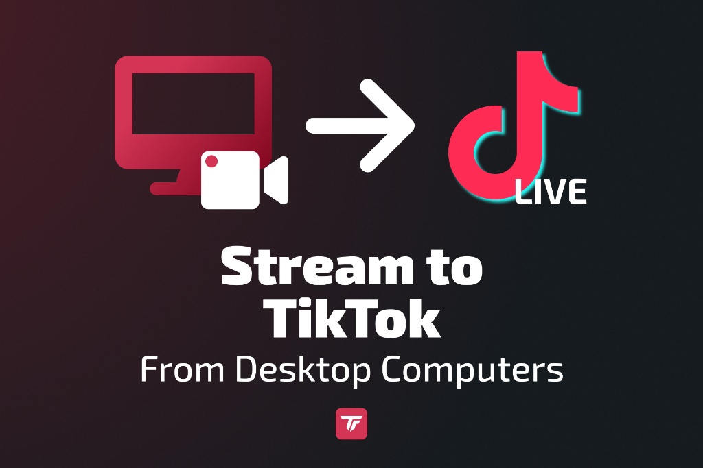 從桌機電腦推流到 TikTok LIVE 的直播工具組合示意圖